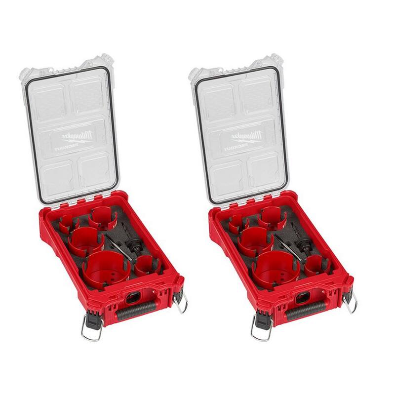 Juego de sierra de agujero de carburo Milwaukee BIG HAWG (18 piezas) con 2 estuches PACKOUT - 49-56-9295-49-56-9295