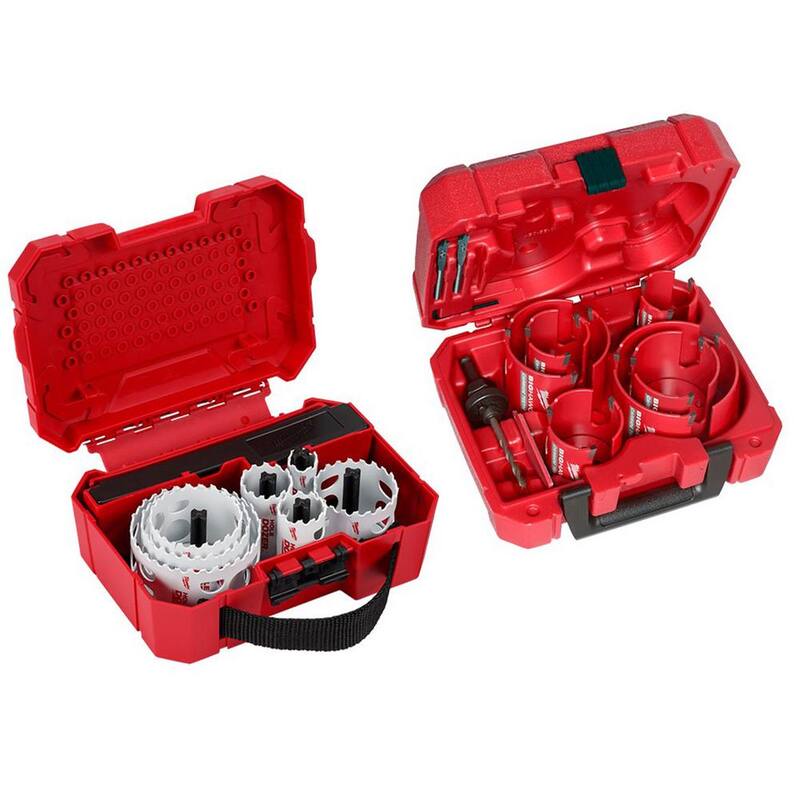 Set de sierras perforadoras Milwaukee Hole Dozer General Purpose Bi-Metal y BIG HAWG Carbide (23 piezas) - 49-22-4032-49-56-9290