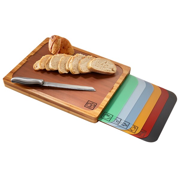 Seville Classics Cutting Board, Bamboo Wood, 7 Color Coded - BMB17076