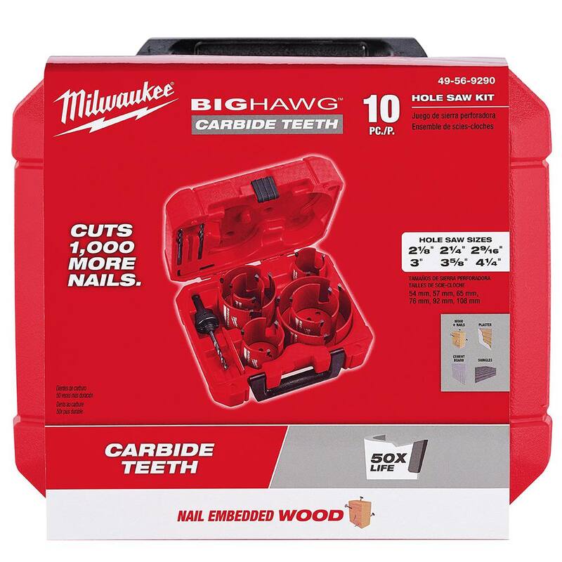 Juego de sierras de perforación de carburo BIG HAWG de Milwaukee con juego de sierras de perforación bimetálicas (25 piezas) - 49-56-9290-49-22-4175