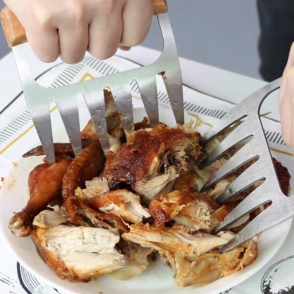 1947Kitchen Stainless Steel Meat-Shredding Claws With Wooden Handle, Black - TI-2TYSSS-BLA
