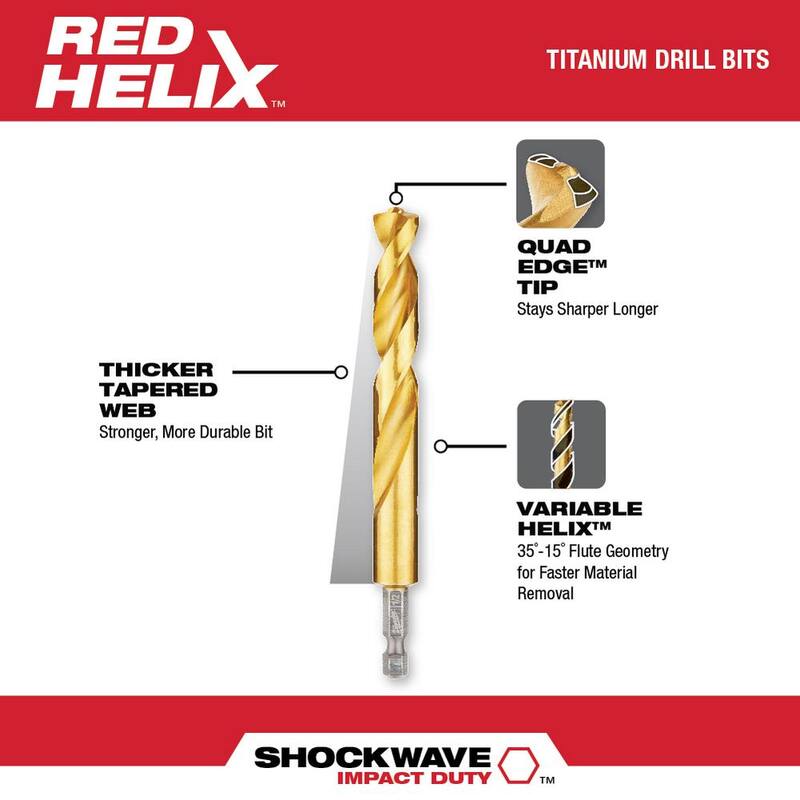 Set de sierras perforadoras bimetálicas de propósito general Hole Dozer de Milwaukee y Set de brocas de titanio SHOCKWAVE IMPACT DUTY (44 piezas) - 49-22-4171-48-89-4631.