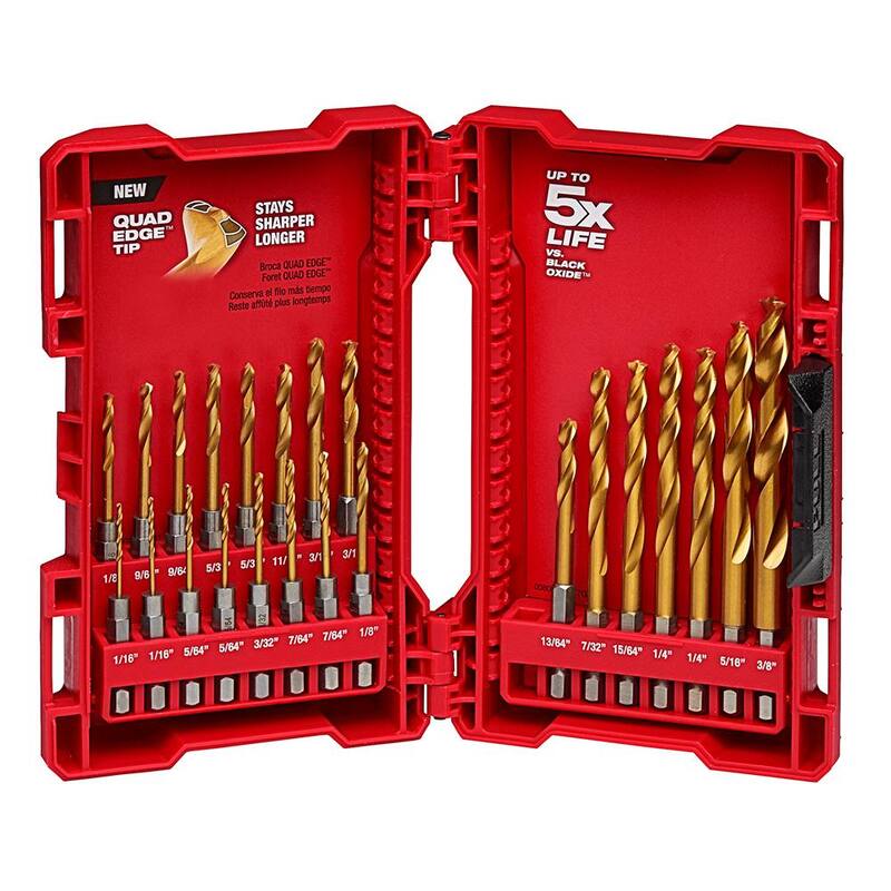 Set de sierras perforadoras bimetálicas de propósito general Hole Dozer de Milwaukee y Set de brocas de titanio SHOCKWAVE IMPACT DUTY (44 piezas) - 49-22-4171-48-89-4631.
