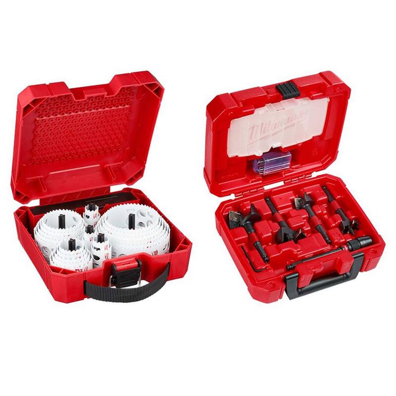 Milwaukee Hole Dozer Juego de sierras perforadoras bimetálicas para propósitos generales y conjunto de brocas autovaciadoras SWITCHBLADE de fontaneros (33 piezas) - 49-22-4185-49-22-5100