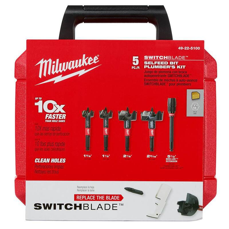 Milwaukee Hole Dozer Juego de sierras perforadoras bimetálicas para propósitos generales y conjunto de brocas autovaciadoras SWITCHBLADE de fontaneros (33 piezas) - 49-22-4185-49-22-5100
