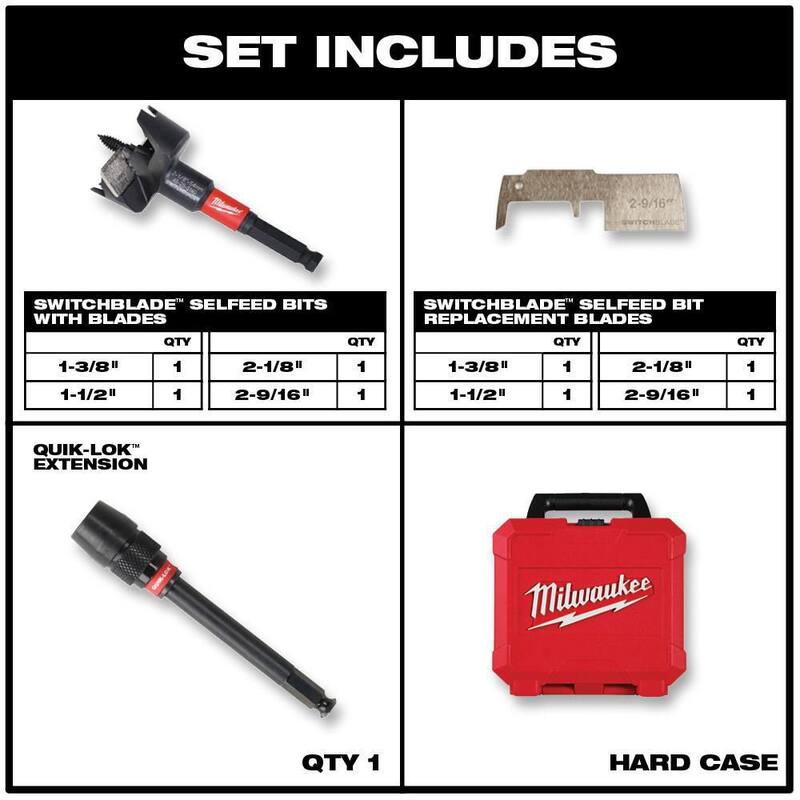 Milwaukee Hole Dozer Juego de sierras perforadoras bimetálicas para propósitos generales y conjunto de brocas autovaciadoras SWITCHBLADE de fontaneros (33 piezas) - 49-22-4185-49-22-5100