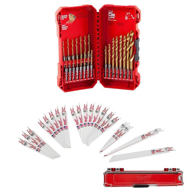 Set de sierras perforadoras de carburo Hole Dozer de Milwaukee con set de brocas de titanio SHOCKWAVE IMPACT DUTY (35 piezas) - 49-22-3090-48-89-4631