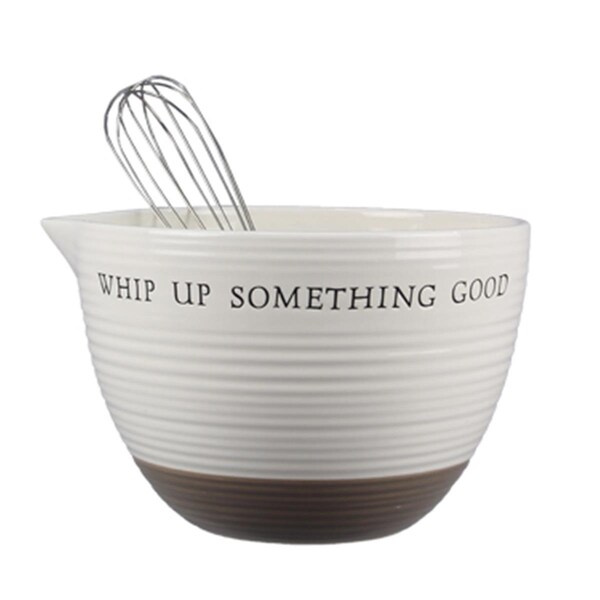 Youngs Ceramic Mixing Bowl with Metal Whisk Set - 19469