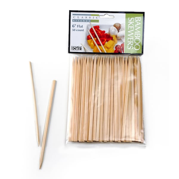 Rsvp International Bamboo Skewer - 6In Flat Skewer - 50 Ct. - BOO-6