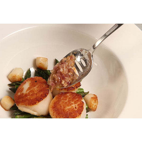 Mercer Cutlery Plating Spoon-Slotted Bowl, 7-7/8" - M35141