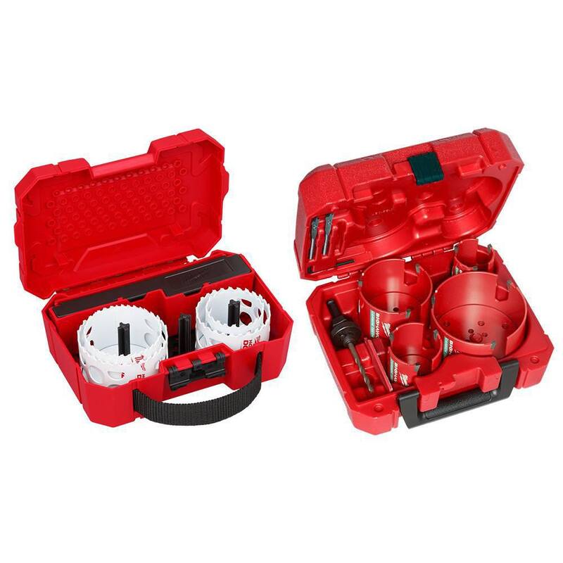 Kit de sierra de corona bimetálica Milwaukee Hole Dozer con kit de sierra de corona de carburo BIG HAWG (15 piezas) - 49-22-4038-49-56-9285