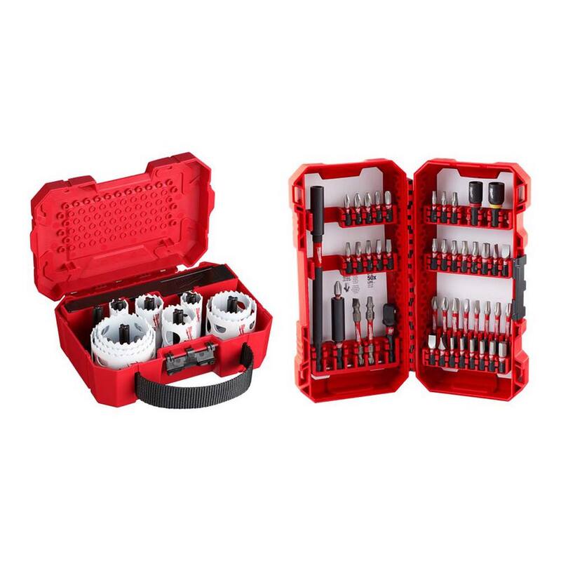 Set de Brocas Milwaukee Hole Dozer de Propósito General de Bi-Metal y Set de Puntas de Desarmador de Aleación de Acero SHOCKWAVE Impact Duty (56 Piezas) - 49-22-4029-48-32-4023