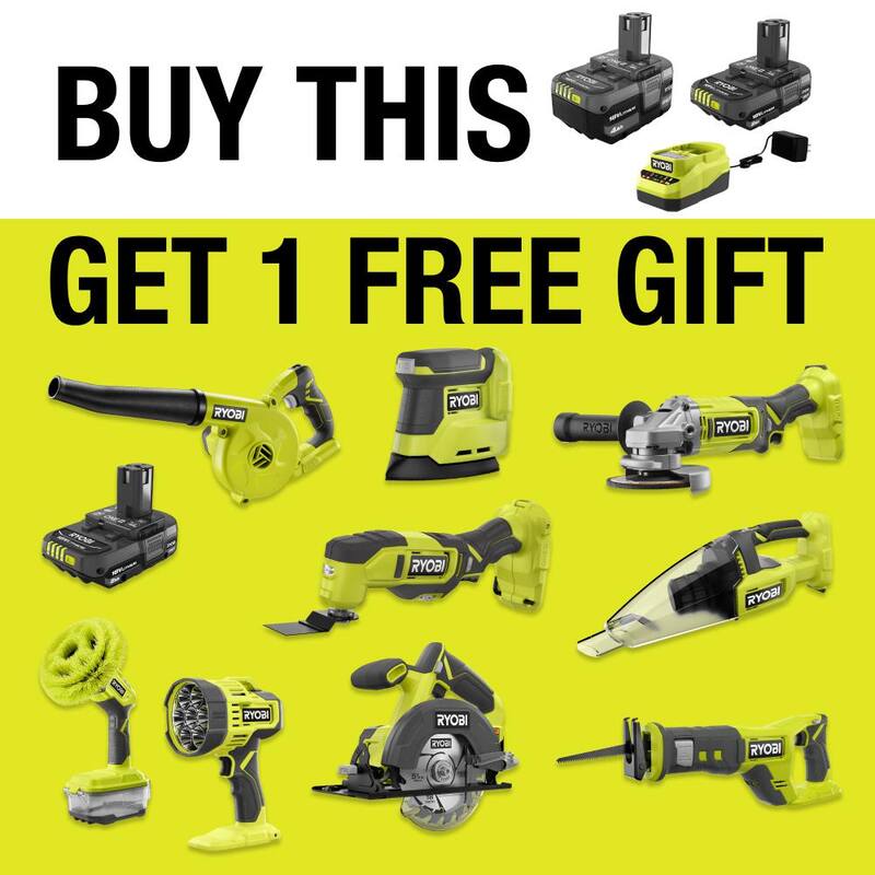 RYOBI ONE+ 18V Kit de Inicio de Ion de Litio con Batería de 2.0 Ah, Batería de 4.0 Ah y Cargador - PSK106SB