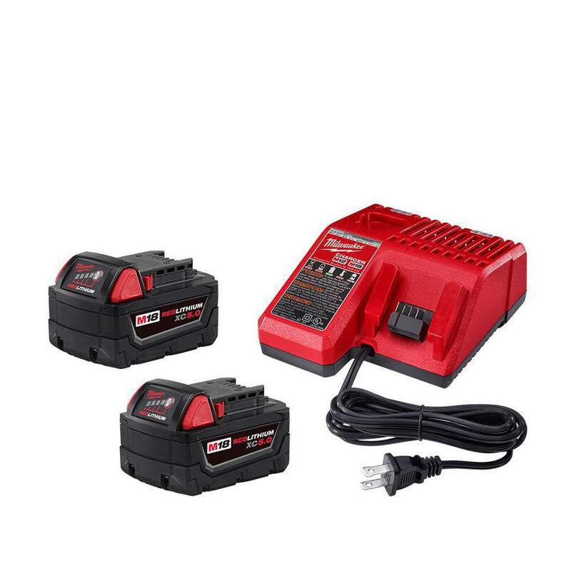 Kit de inicio Milwaukee M18 de 18 voltios con baterías de 5.0Ah y cargador - 48-59-1852B