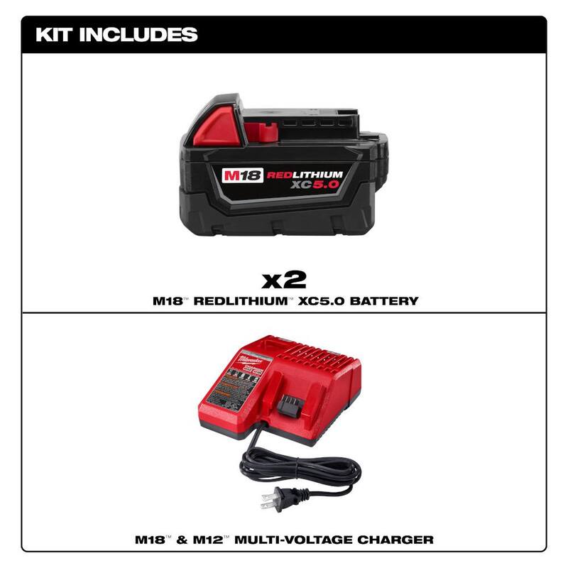 Kit de inicio Milwaukee M18 de 18 voltios con baterías de 5.0Ah y cargador - 48-59-1852B