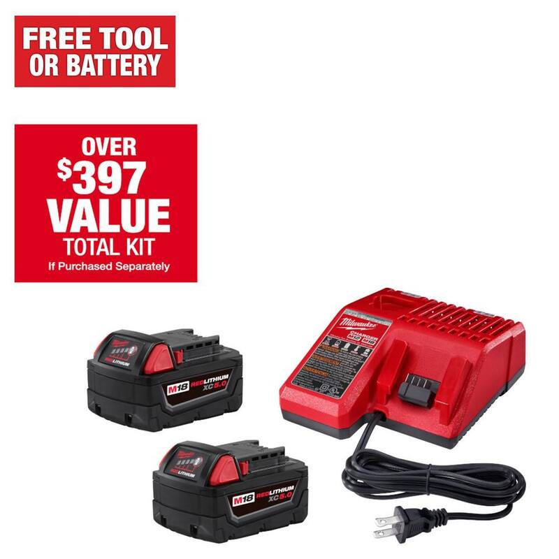 Kit de inicio Milwaukee M18 de 18 voltios con baterías de 5.0Ah y cargador - 48-59-1852B