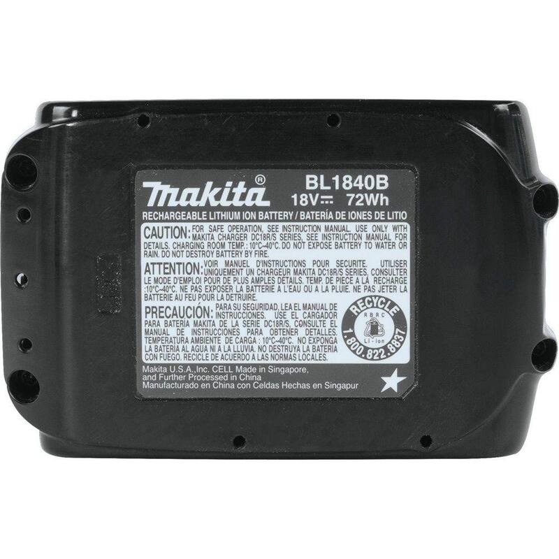 Paquete de batería de alta capacidad de iones de litio Makita 18V LXT 4.0Ah con indicador de combustible - BL1840B