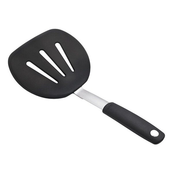 Good Grips Pancake Turner, 6 in W Blade, 12 in OAL, Silicone Blade, Black/Silver - 1071533