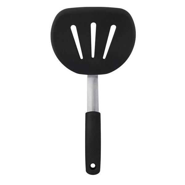 Good Grips Pancake Turner, 6 in W Blade, 12 in OAL, Silicone Blade, Black/Silver - 1071533