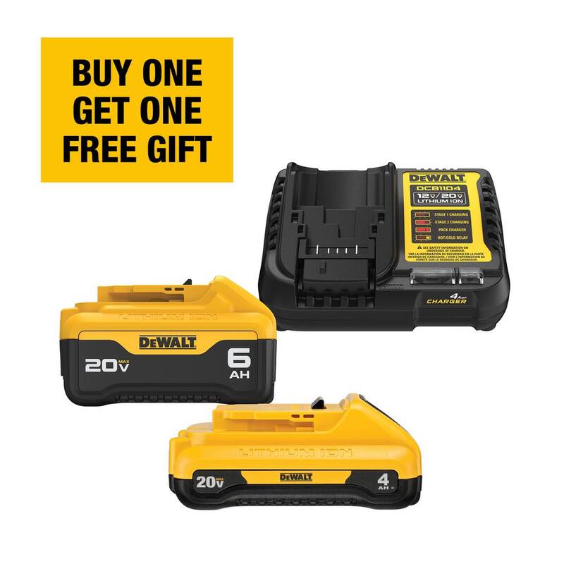 Kit de inicio con batería y cargador DEWALT 20V MAX de 6.0Ah y 4.0Ah de Iones de Litio - DCB2460C