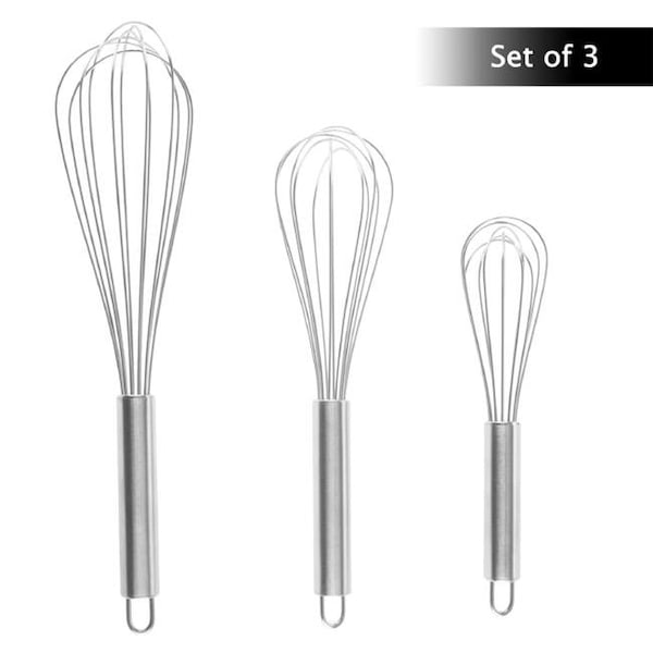 Classic Cuisine Classic Cuisine 82-KIT1035 Stainless Steel Kitchen Utensils Wire Whisk Set - 3 Piece - 82-KIT1035
