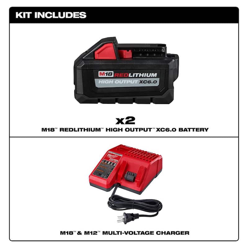 Kit de inicio de alto rendimiento Milwaukee M18 de 18 voltios con batería de 6.0 Ah y cargador - 48-59-1862S