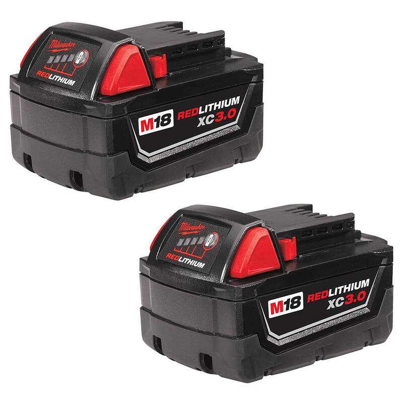 Paquete de baterías de capacidad extendida de iones de litio de 18 voltios M18 XC de Milwaukee 3.0Ah (paquete de 2) - 48-11-1822