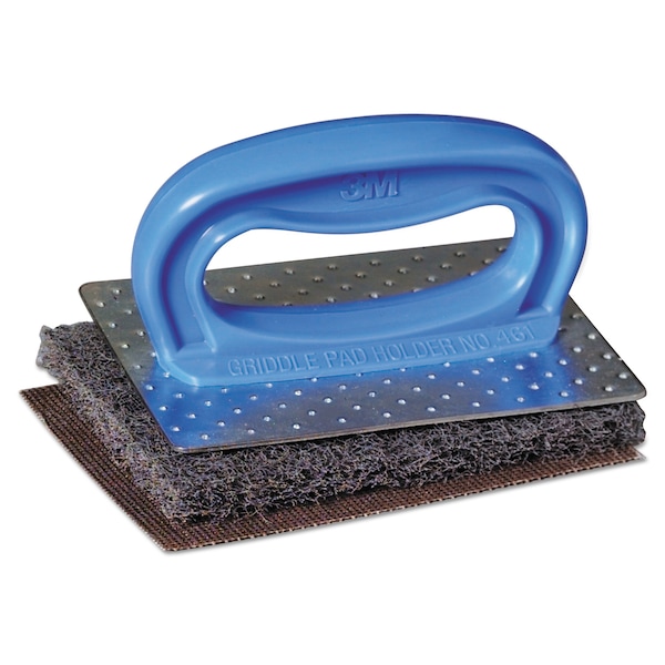 Scotch-Brite Professional Griddle Pad Holder Kit, 4 x 5.25, Blue/Steel, 10PK - 461
