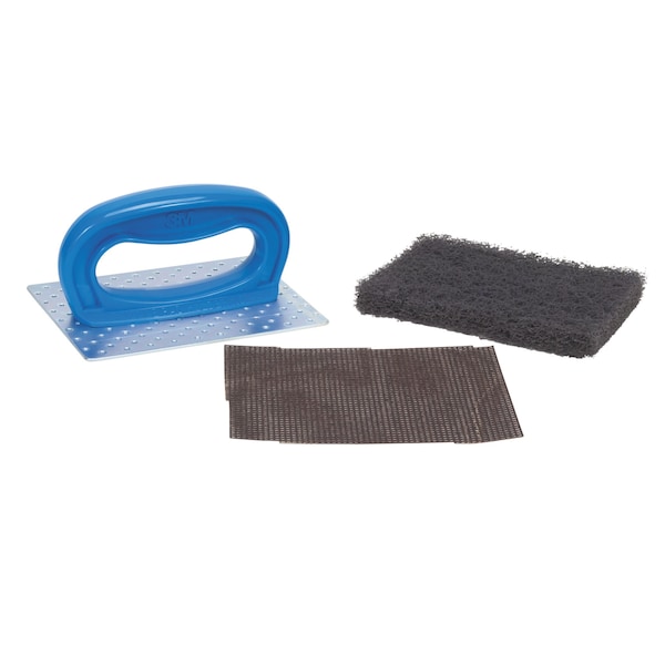 Scotch-Brite Professional Griddle Pad Holder Kit, 4 x 5.25, Blue/Steel, 10PK - 461