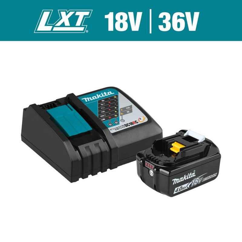 Paquete de batería de alta capacidad de iones de litio LXT de 18V Makita 4.0Ah con medidor de combustible y cargador Kit de inicio - BL1840BDC1