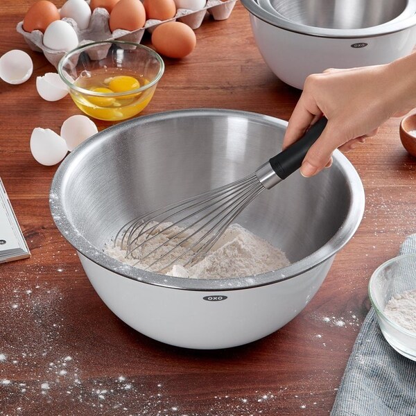 Good Grips Balloon Whisk, 11 in OAL, Stainless Steel, Black/Silver, Polished - 74291
