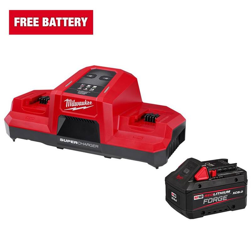 Batería Milwaukee M18 18V Lithium-Ion REDLITHIUM FORGE 8.0 Ah con Cargador Dual Super Simultáneo de Bahía Dual M18 18V - 48-59-1881SC