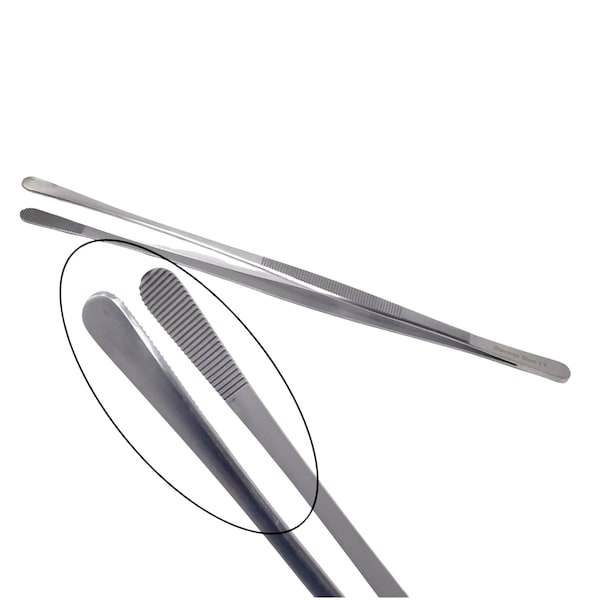 A2Z Scilab BBQ Tweezers, Wide Blunt Serrated Jaws, 12 Inch, Stainless Steel Tongs - A2Z-ZR1058