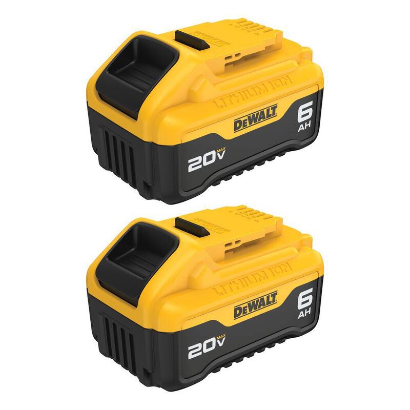 Paquete de baterías DEWALT 20V MAX Premium de iones de litio de 6.0Ah (Paquete de 2) - DCB206-2
