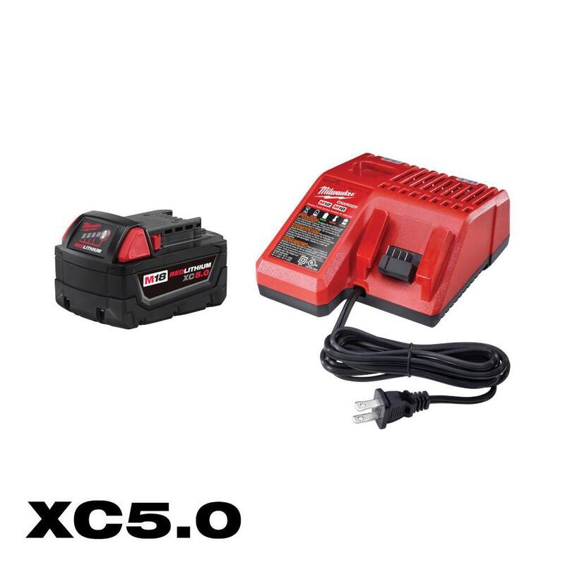 Milwaukee M18 Kit de Inicio XC de 18 Voltios con una Batería de 5.0Ah y Cargador - 48-59-1850