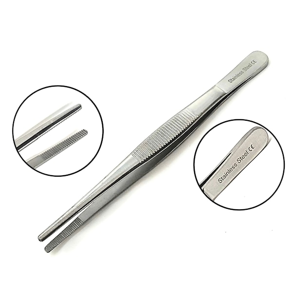 A2Z Scilab Culinary Tweezers, Blunt Serrated Jaws, 5 Inch, Stainless Steel Tongs - A2Z-ZR1031