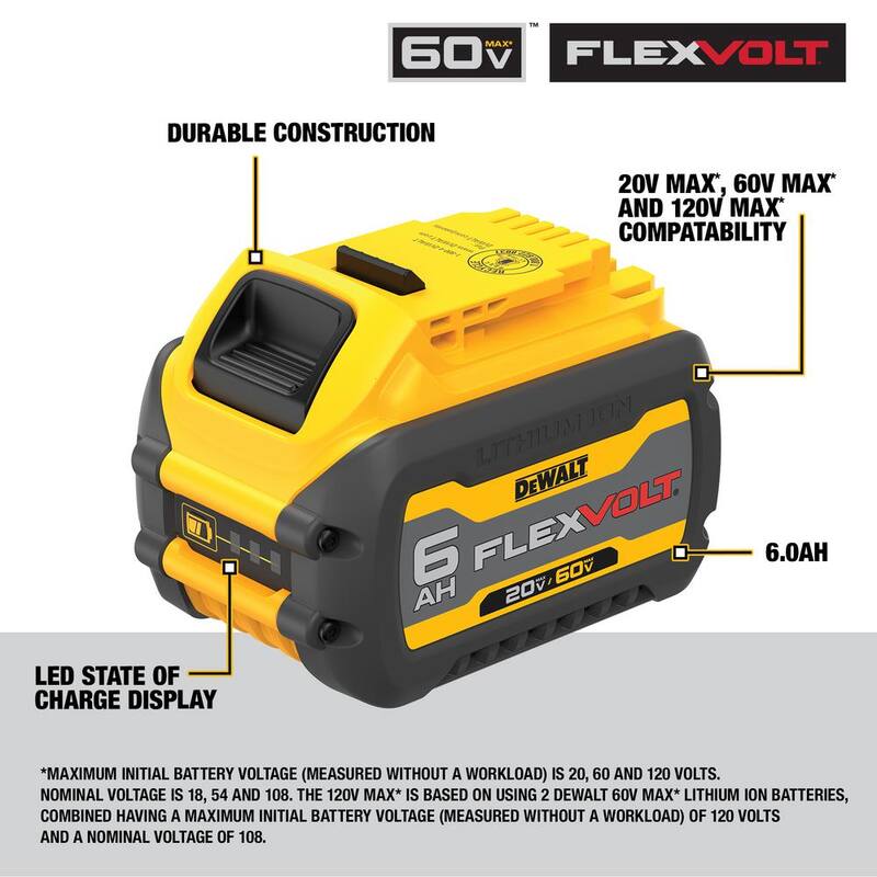 Paquete de batería de iones de litio DEWALT FLEXVOLT 20V/60V MAX 6.0Ah - DCB606
