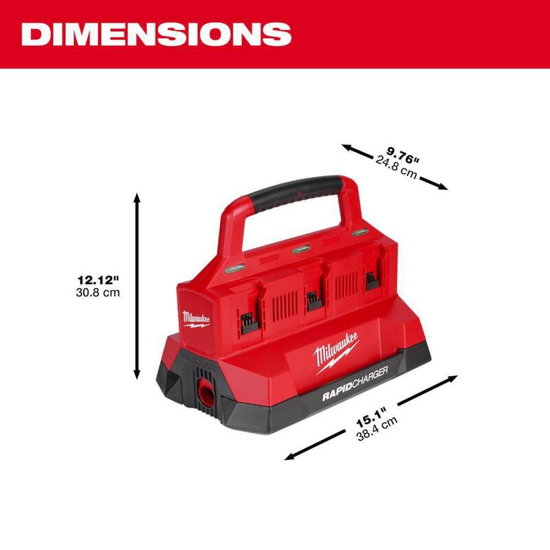 Cargador rápido PACKOUT de 6 puertos Milwaukee M18 18V de ion de litio - 48-59-1809