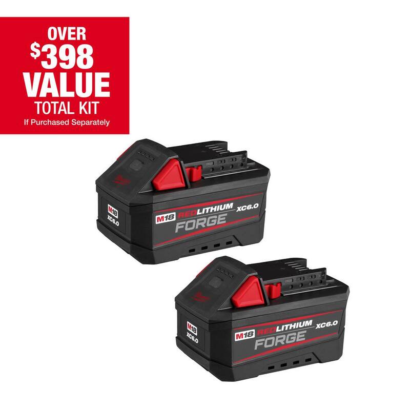 Batería Milwaukee M18 18V 6.0 Ah de litio-ion REDLITHIUM FORGE (paquete de 2) - 48-11-1861P