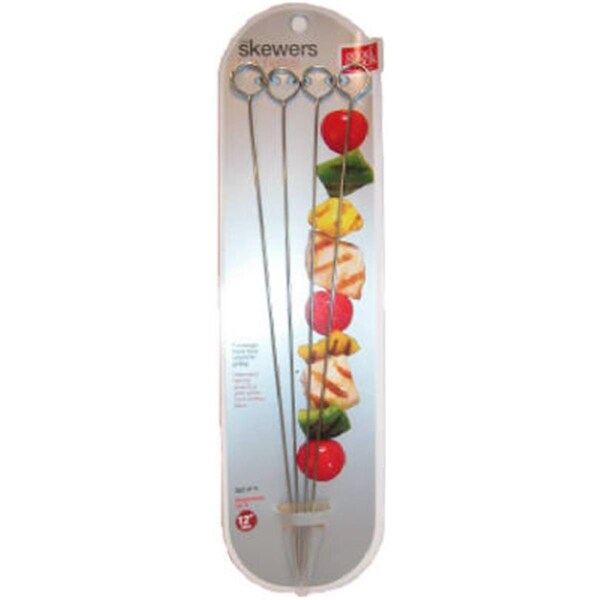Good Cook 24460 12 in. Chrome Plated Flat Skewer, 4PK - 676544