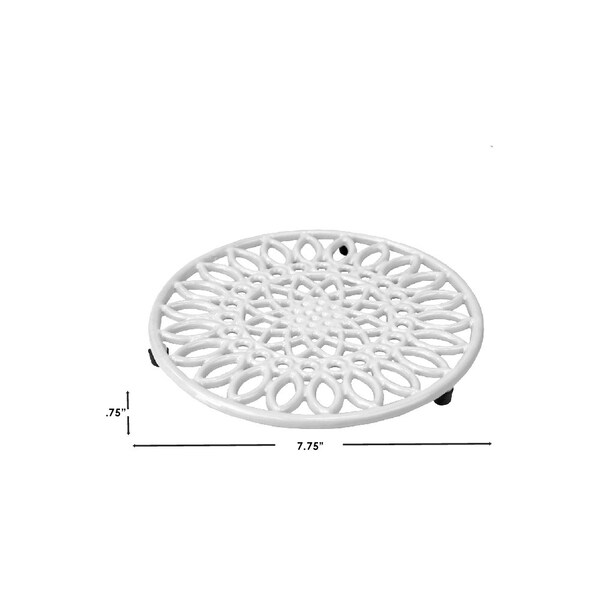 Hds Trading Sunflower Heavy Weight Cast Iron Trivet, White - ZOR96056