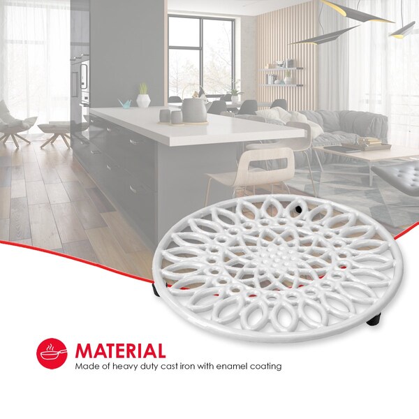 Hds Trading Sunflower Heavy Weight Cast Iron Trivet, White - ZOR96056