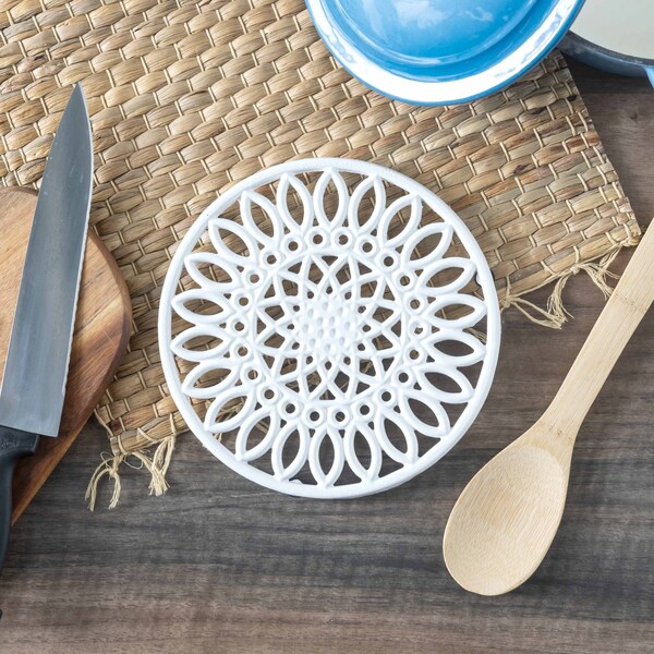 Hds Trading Sunflower Heavy Weight Cast Iron Trivet, White - ZOR96056