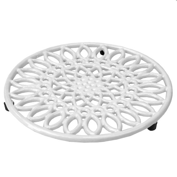 Hds Trading Sunflower Heavy Weight Cast Iron Trivet, White - ZOR96056