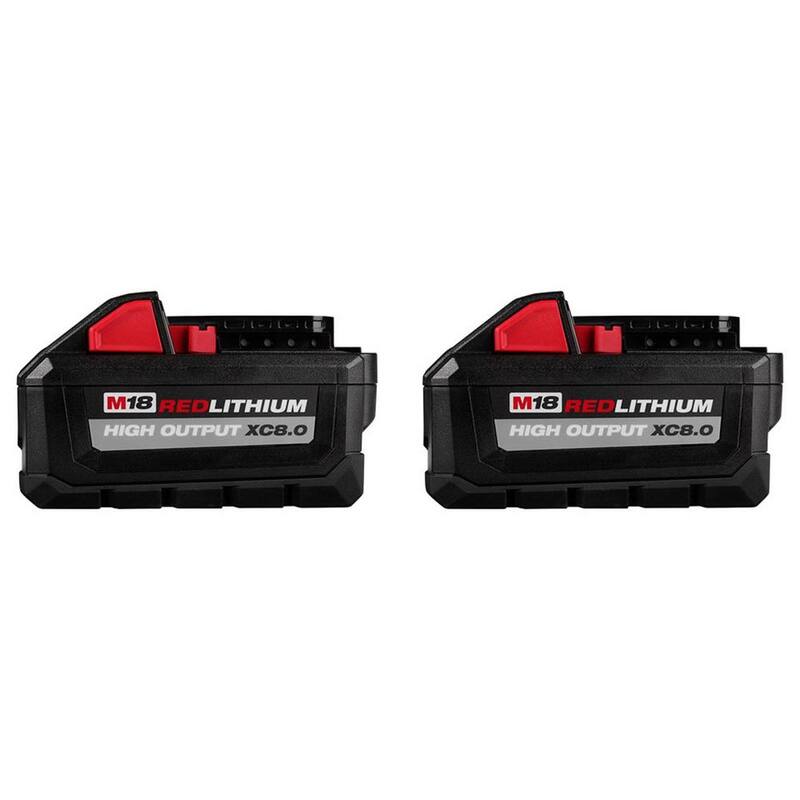 Milwaukee M18 Batería de iones de litio de alto rendimiento de 18 voltios y 8.0 Ah (paquete de 2) - 48-11-1880-48-11-1880