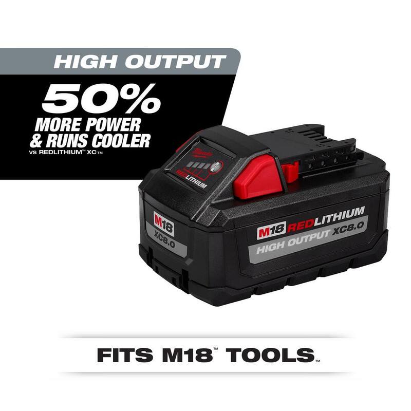 Milwaukee M18 Batería de iones de litio de alto rendimiento de 18 voltios y 8.0 Ah (paquete de 2) - 48-11-1880-48-11-1880