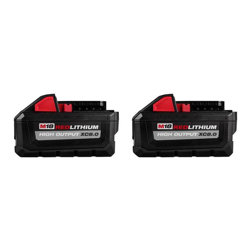 Milwaukee M18 Batería de iones de litio de alto rendimiento de 18 voltios y 8.0 Ah (paquete de 2) - 48-11-1880-48-11-1880
