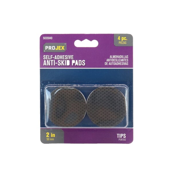 Projex Projex Rubber Self Adhesive Non-Skid Pad Black Round 2 in. W 4 pk - P0042