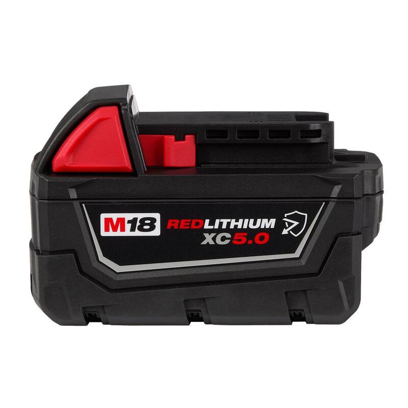 Paquete de batería de capacidad extendida Milwaukee M18 de 18 voltios y 5.0 Ah de iones de litio resistente - 48-11-1850R