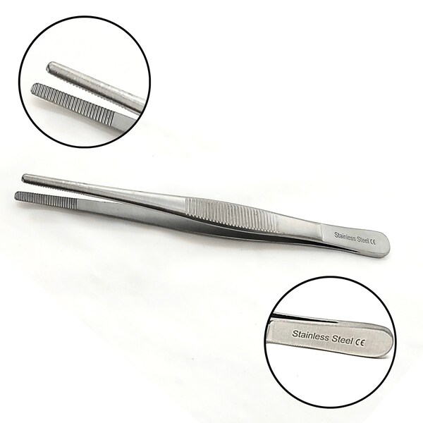 A2Z Scilab Culinary Tweezers, Blunt Serrated Jaws, 4.5 Inch, Stainless Steel Tongs - A2Z-ZR1030